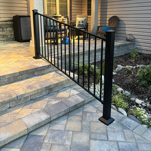 Paver Patio with Steps and Metal Railing in Eastern Idaho