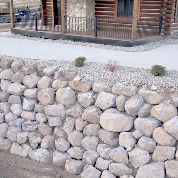Boulder Retaining Wall Installation Project near Idaho Falls